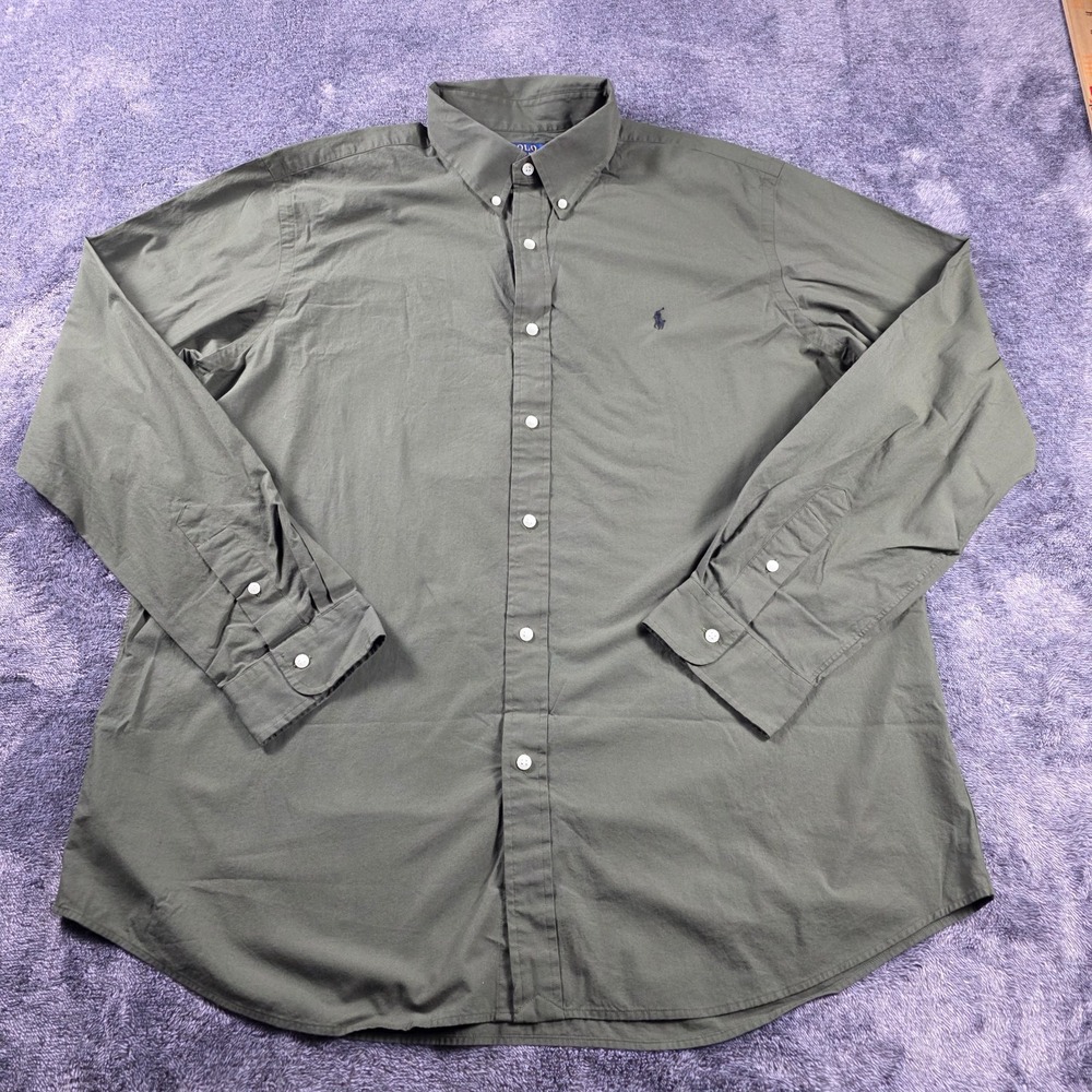Polo Ralph Lauren Classic Stretch Poplin Shirt Mens XXL Olive Green